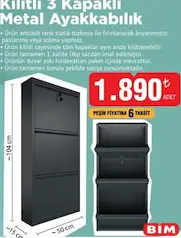 DİENNİ KİLİTLİ 3 KAPAKLI METAL AYAKKABILIK